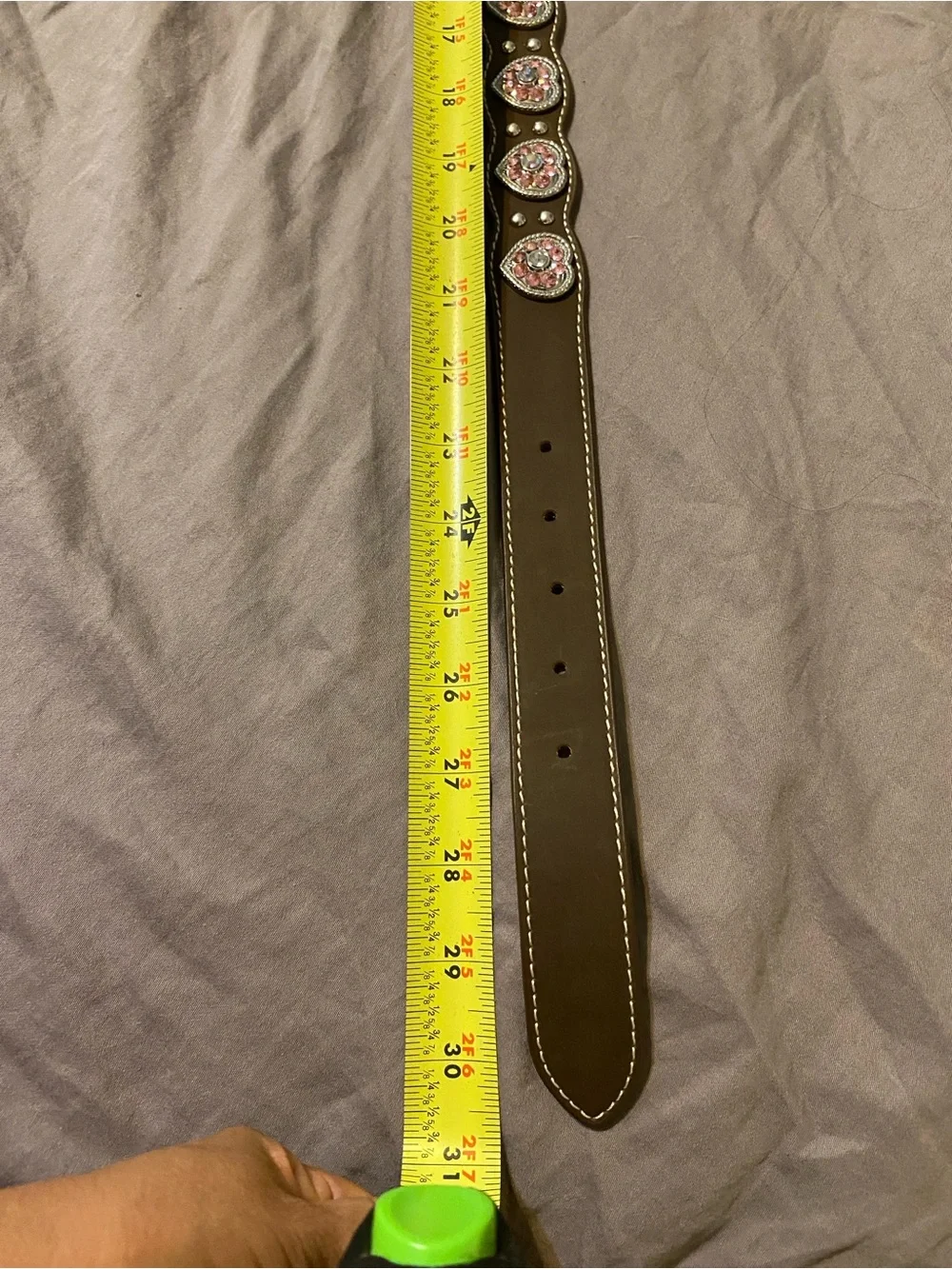 Nacona girls western leather heart studded belt